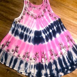 Boutique swim suit cover. Tie dyed pink/blue.